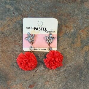Pastel Collection Red Floral Earrings NWT